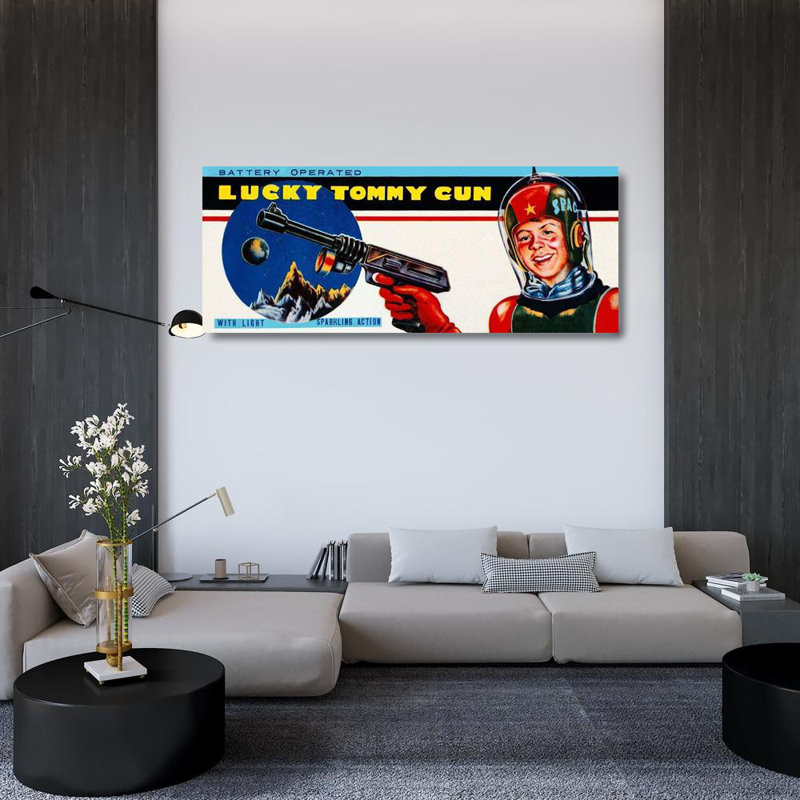 Art sur toile tendue avec 17 histoires Retrogun Gallery: Lucky Tommy Gun 375916, H 22 po x l 48 po