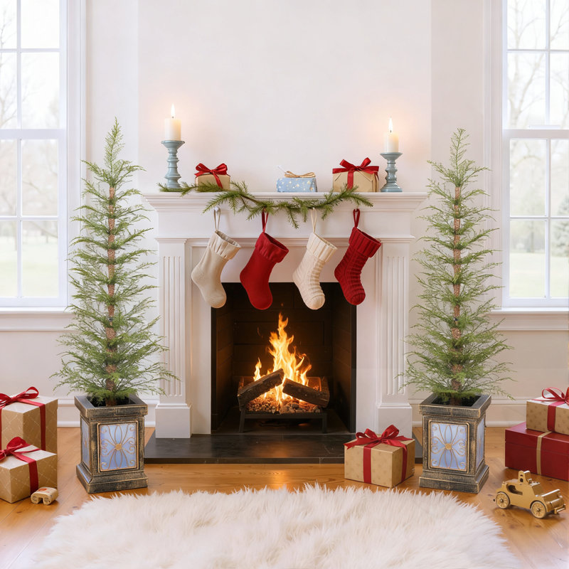 Ensemble de 2 pièces de Noël artificielles 4 pi avec matériau PE