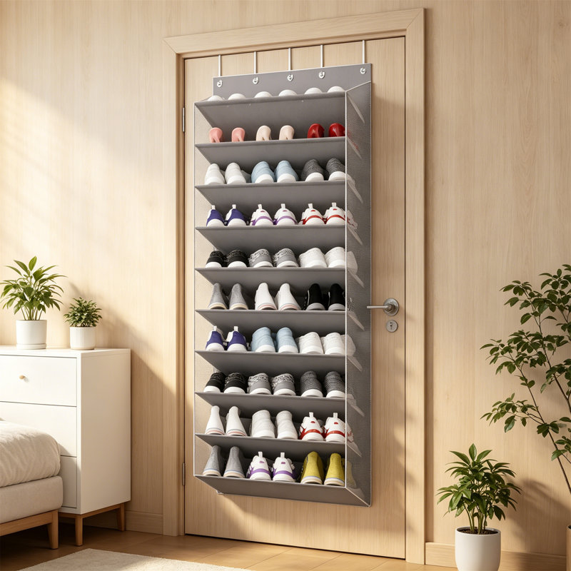 10 Pair Hanging Shoe Organiser, Grey