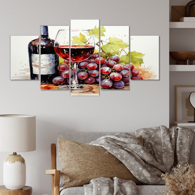 «Sweeping Burgundy Cabernet Wine I», art mural multi-panneaux