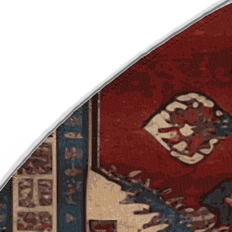 Turkish Black Indoor and Outdoor Area Rug, Round 5'