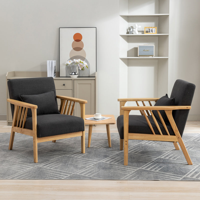 Raeliegh Upholstered Armchair, Gray Linen