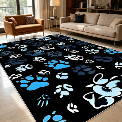 Tapis 1PC à empreintes de pattes et empreintes d'animaux mixtes pour le salon, doux et confortable, convient à toutes les saisons, facile à entretenir, lavable à la machine, convient pour l'entrée, la chambre à coucher, la cuisine, la salle à manger, la décoration intérieure et extérieure.