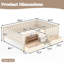 Grand lit de rangement avec tablettes et tiroirs, escalier de sécurité et rails, cadre de lit multifonctionnel, beige-1797735082
