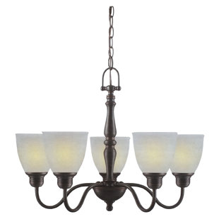 Lustre classique / traditionnel à 5 lumières avec abat-jour