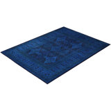 Overdyed Hand-Knotted Wool Modern-Contemporary Blue Area Rug 10' 2" x 14' 1"