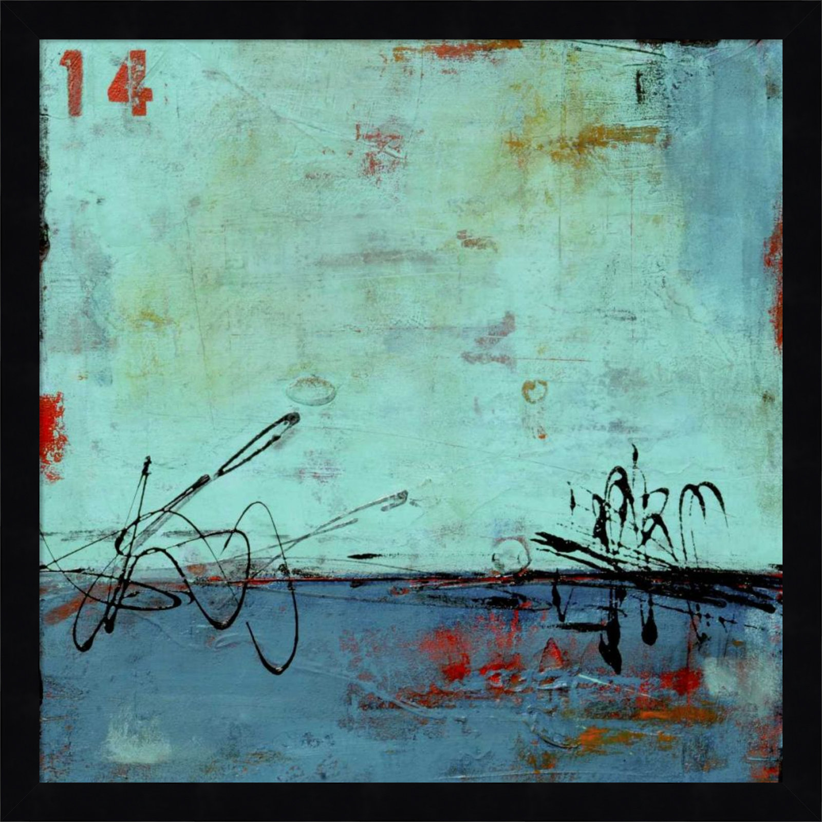 Blue Bay Marina No. 2 Print by Erin Ashley, 17" H x 17" W, Black