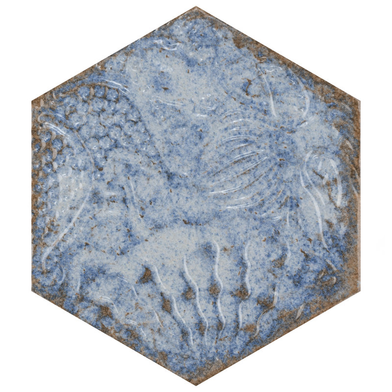 Gaudi Lux Hex 9" x 10" Porcelain Patterned Wall & Floor Tile, Marina