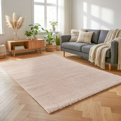 Tapis moderne lavable Pure Blush et uni à poils longs