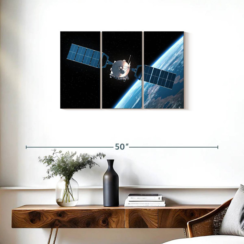 Satellite Orbiting Earth, 20" H x 33" W