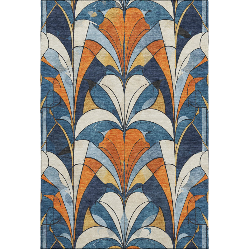Premium Machine Washable Mayfield modern Rug, Blue, 2'6" x 3'10"