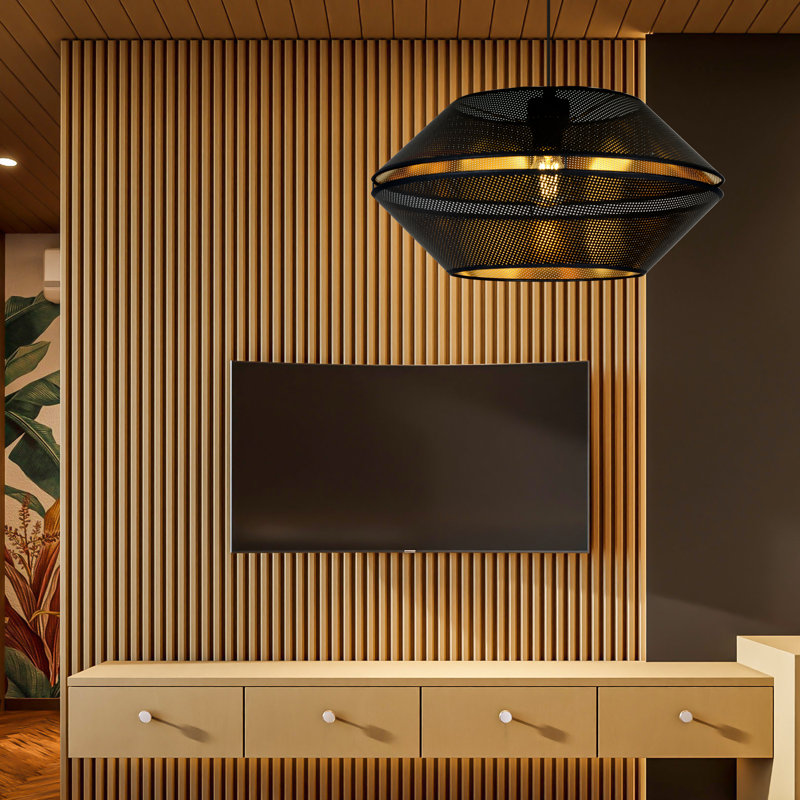 Aison 1 - Light Steel Unique/Statement Pendant, Black/Gold