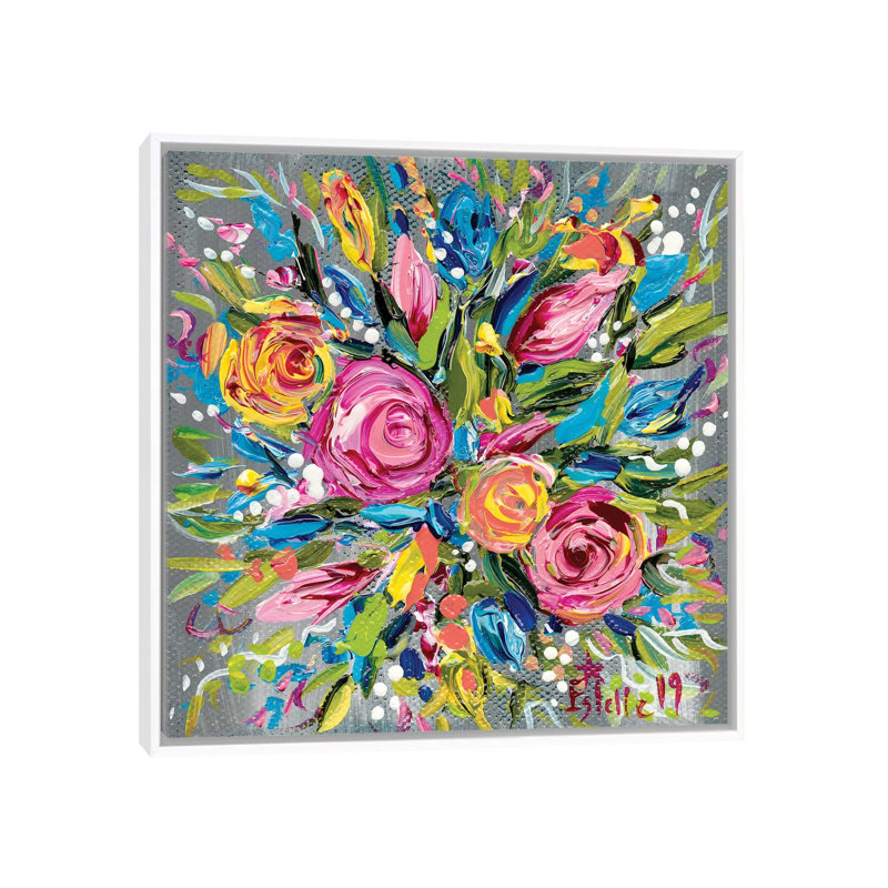 Bouquet de printemps - reproduction d'art murale - toile encadrée, H 18 po x l 18 po, White