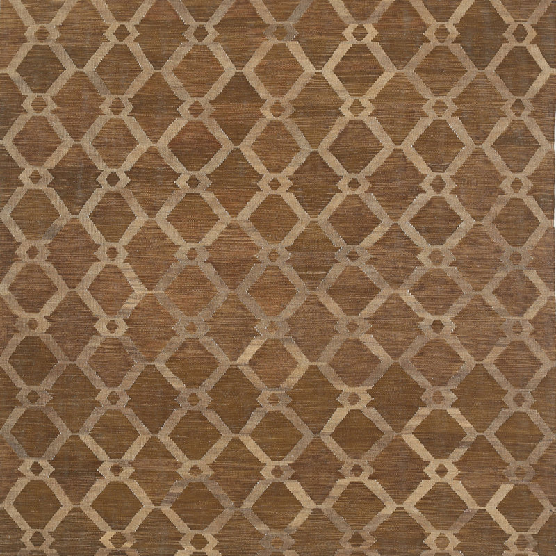 Tapis de zone orange/gris contemporaine, Carré 4 pi
