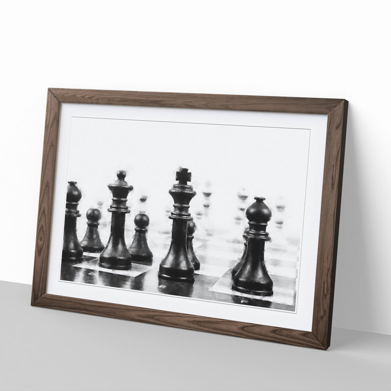 Chess Pieces Vol.2 - Picture Frame Photograph, Walnut Framed, 27cm H x 36cm W x 2cm D
