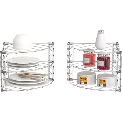 Ensemble de 3 tablettes de rangement à 3 niveaux pour comptoir et armoire, chrome