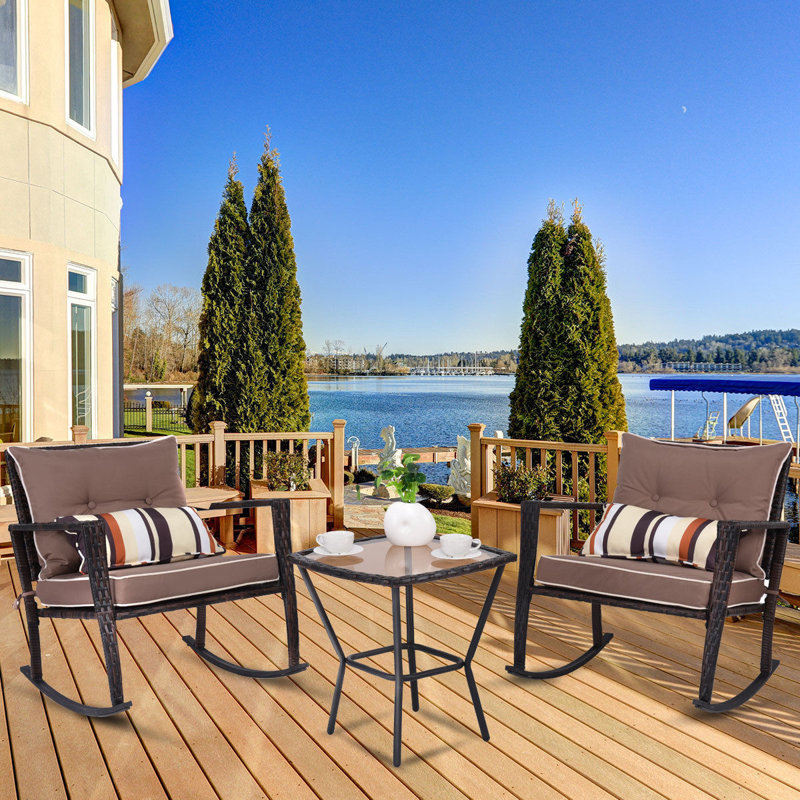 Rikard Rattan 2 - Person Conversation Set with Cushions, Beige