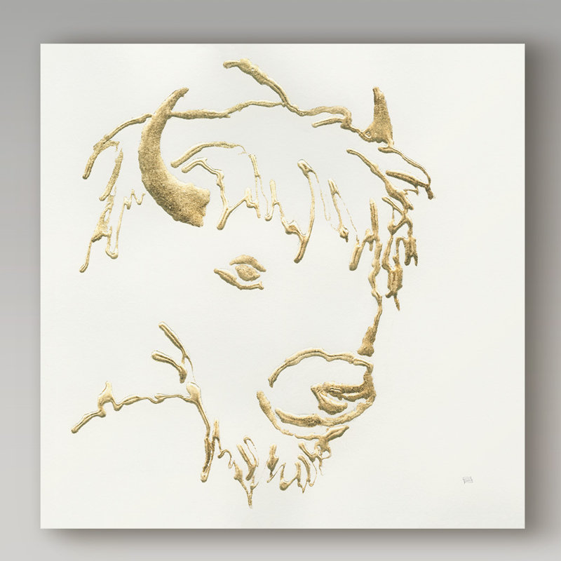 « gilded buffalo », reproduction de peinture à l’acrylique sur toile tendue, H 35 po x l 35 po x P 2 po