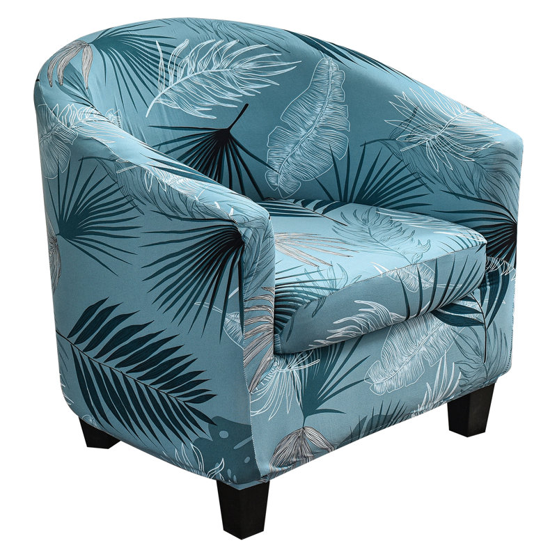 Housse pour fauteuil à coussins carrés/rectangulaires, Bleu, Mélange de polyester