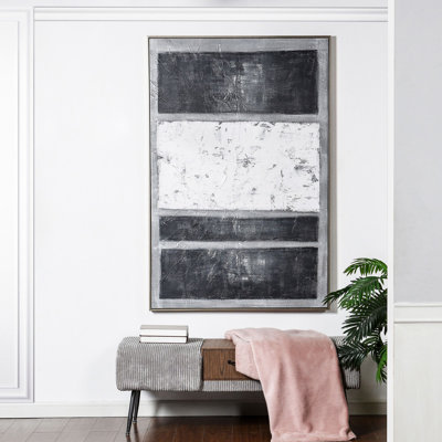 «Neutral Whisper», art mural mixte sur toile - cadre doré