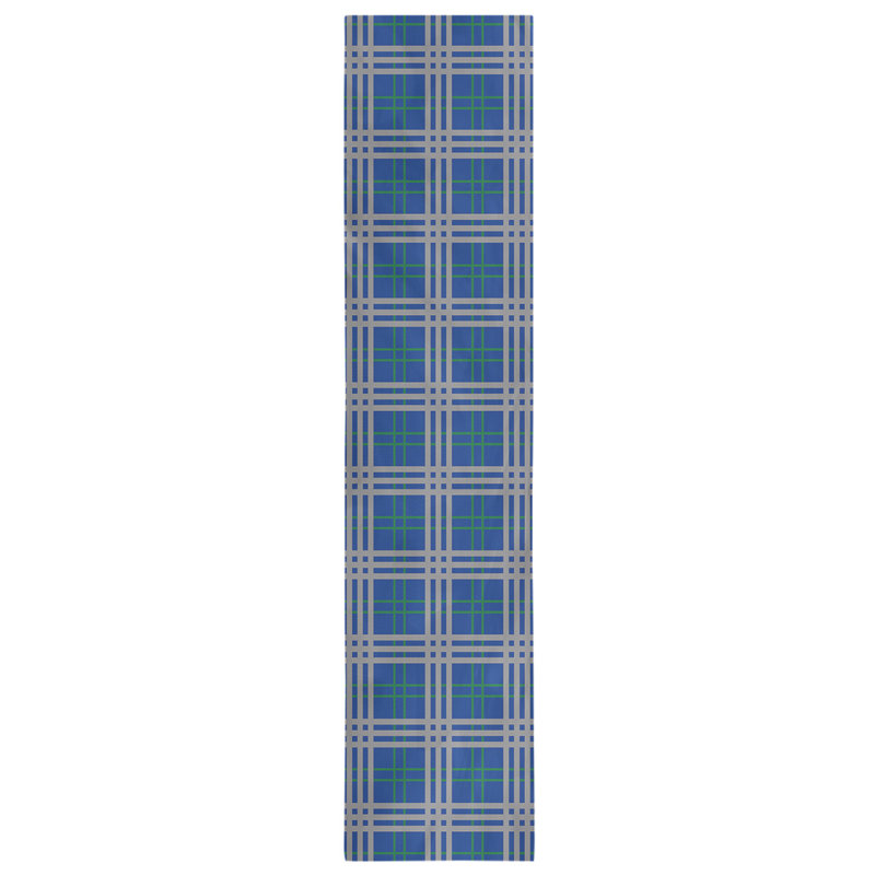 Paid Polyester Table Runner, 90" L x 16" W, Blue/Green/Silver