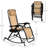 Patio Rocking Chairs, Foldable Reclining Zero Gravity With Pillow, Cup & Phone Holder, Beige Relaxation Rocker For Outdoor Comfort,
