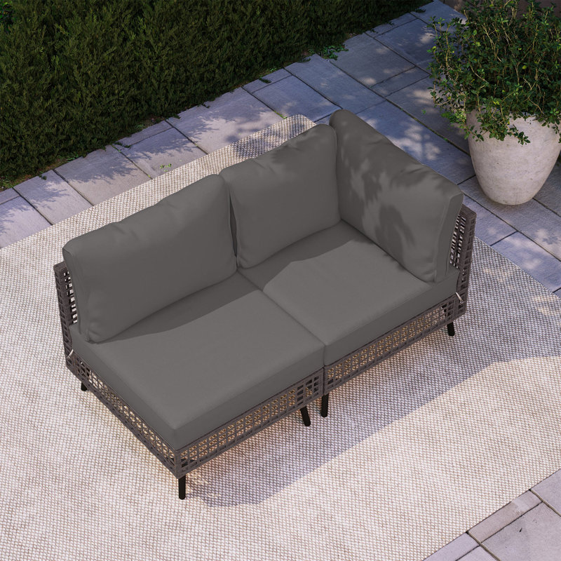 Canapé modulaire en métal avec coussins 2 pièces 52,3 po, Gris