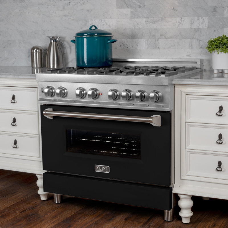 ZLINE 36" Legacy Dual Fuel Range, Black Matte Satin Stainless Steel
