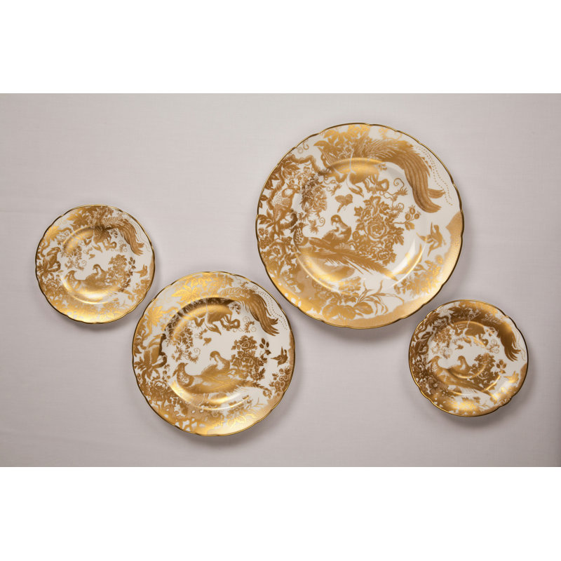 Aves Handmade Bone China Salad/Dessert Plate, Gold