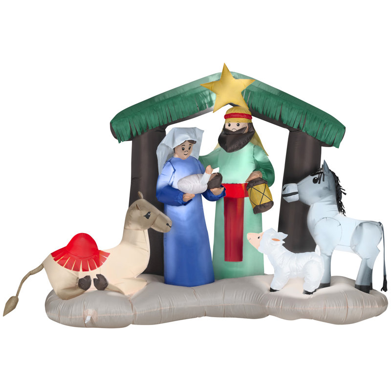 Gemmy 4.5 ft Multicolor Inflatable Nativity Scene with Animals