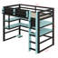 Wood Loft Bed With Desk,Side Storage Rack,Multi-Storage Shelves And RGB Light-2099616467-2099616465