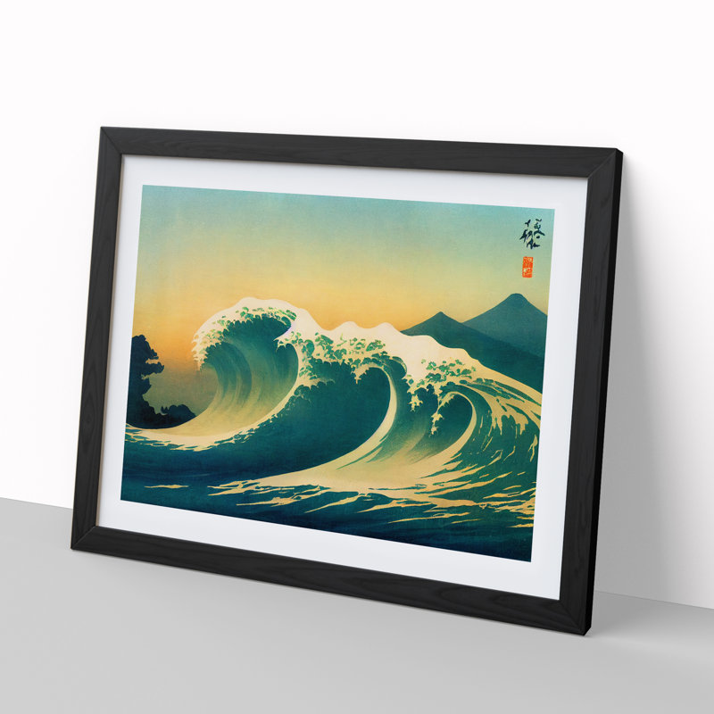 Traditional Japanese Wave Vol.1 - Single Picture Frame Print, 34cm H x 46cm W x 2cm D, Black Framed