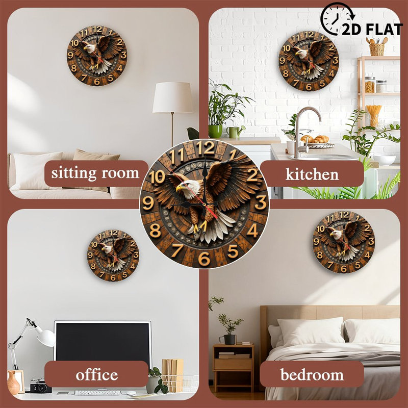 Horloge murale aigle en bois (1)