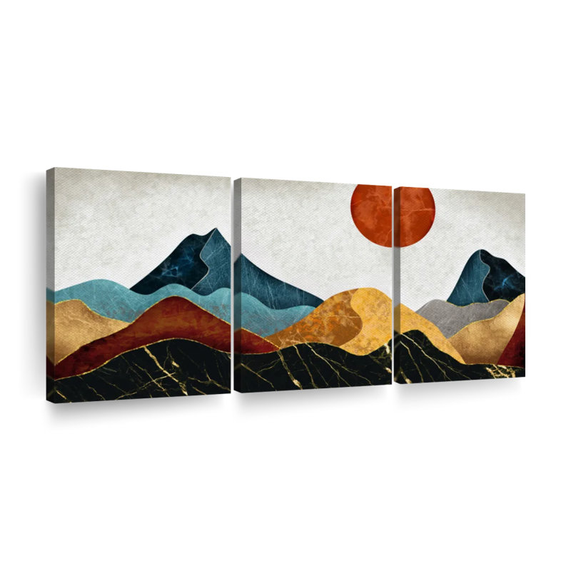 Ensemble de 3 montagnes montagneuses sur toile, H 18 po x l 38 po x P 1,25 po