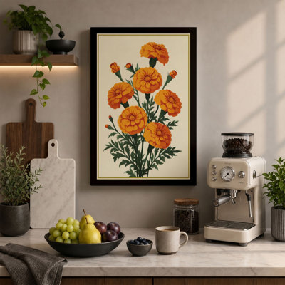 Orange Carnations Botanical - Wrapped Canvas