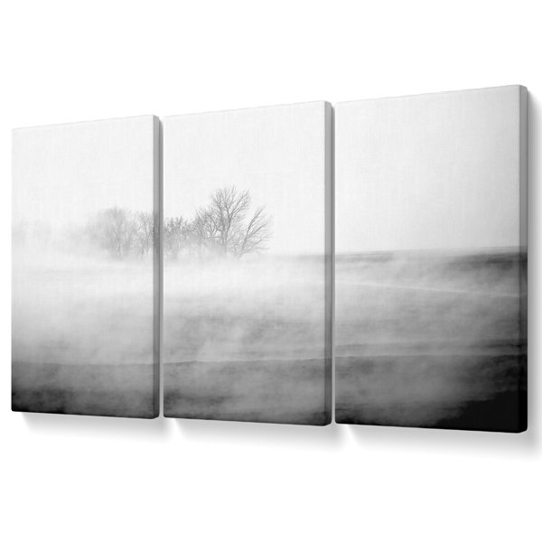 Ebern Designs Absorption B N W - 3 Piece Wrapped Canvas Graphic Art ...