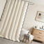 Rideau de douche en lin avec bord festonné, décor de salle de bain moderne bohème, tissu texturé doux pour un style élégant et douillet-280601876