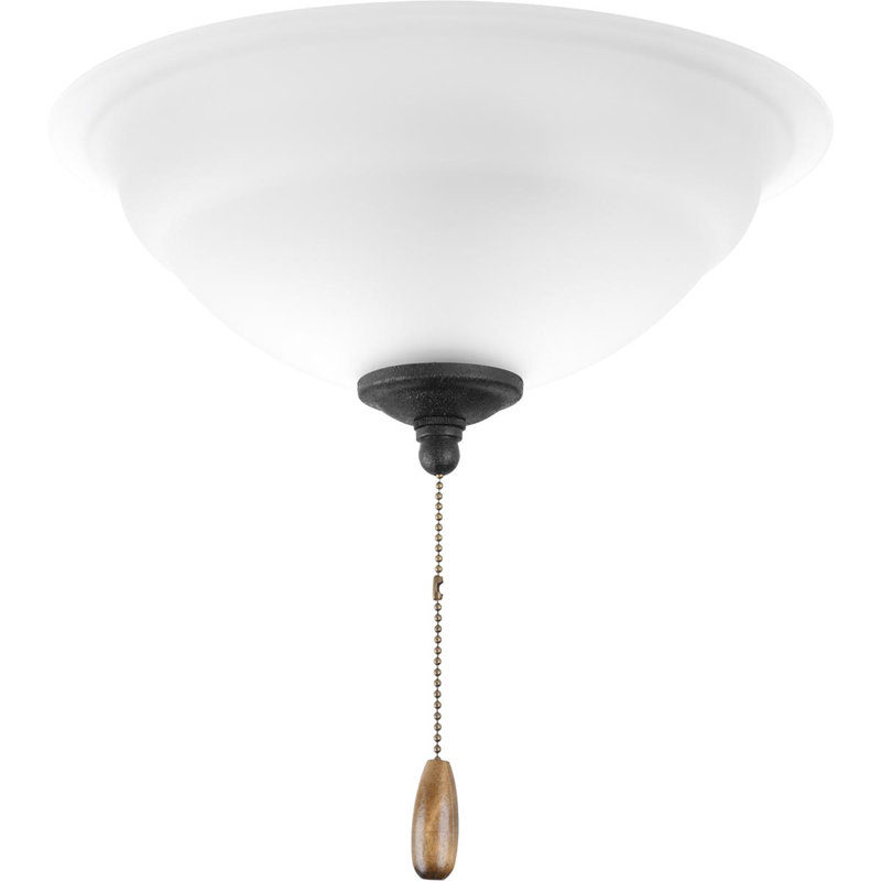 Bowl 2 - Light Universal Ceiling Fan Bowl Light Kit, Brushed Nickel/White