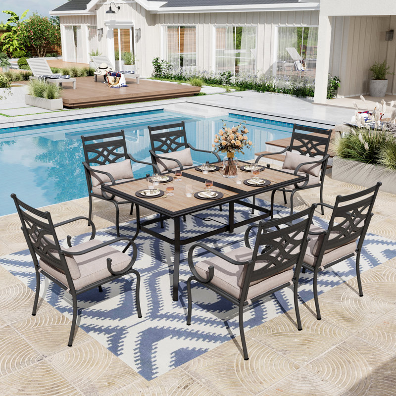 Alyah 6 - Person 60'' Long Dining Set With Cushions