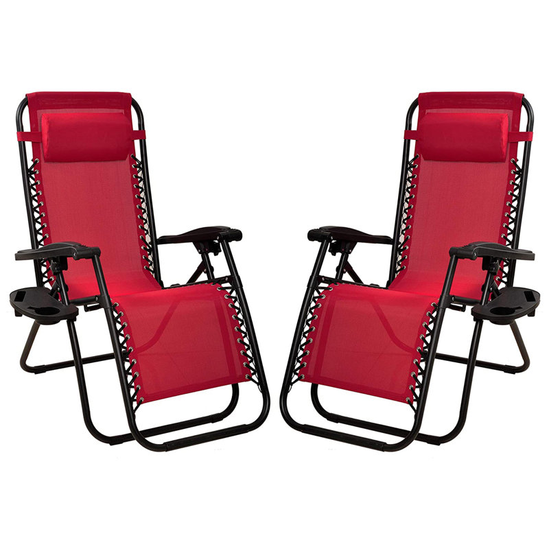 Braeley Folding Zero Gravity Chair, Burgundy