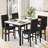 5-Piece Dining Table Set with 4 Velvet Uphosltered Dining Chairs, Rectangular  Faux Marble Kitchen Table Set, Modern Dining Table and Chairs Set for Kitchen, Dining Room,  Space-Saving-1302089286