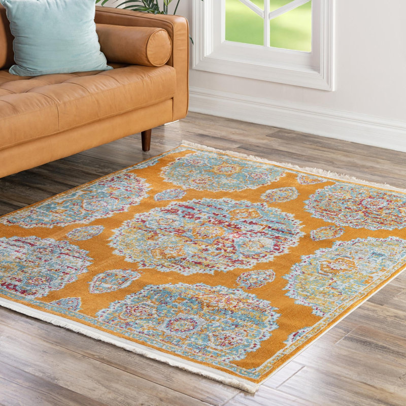 Tapis Haefner orange, Carré 5 pi 5 po