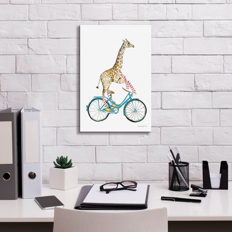 Art mural sur toile Trinx «Giraffe Joy Ride 1 No Ballons» par Mercedes Lopez Charro, H 18 po x l 12 po x P 0,75 po