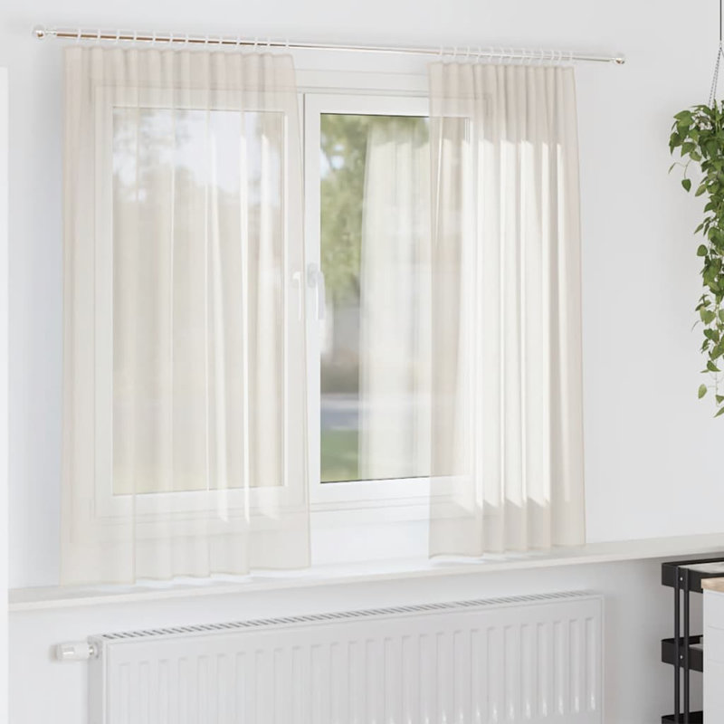 Semi Sheer Curtain Pair, 140cm Width x 175cm Drop, Cream