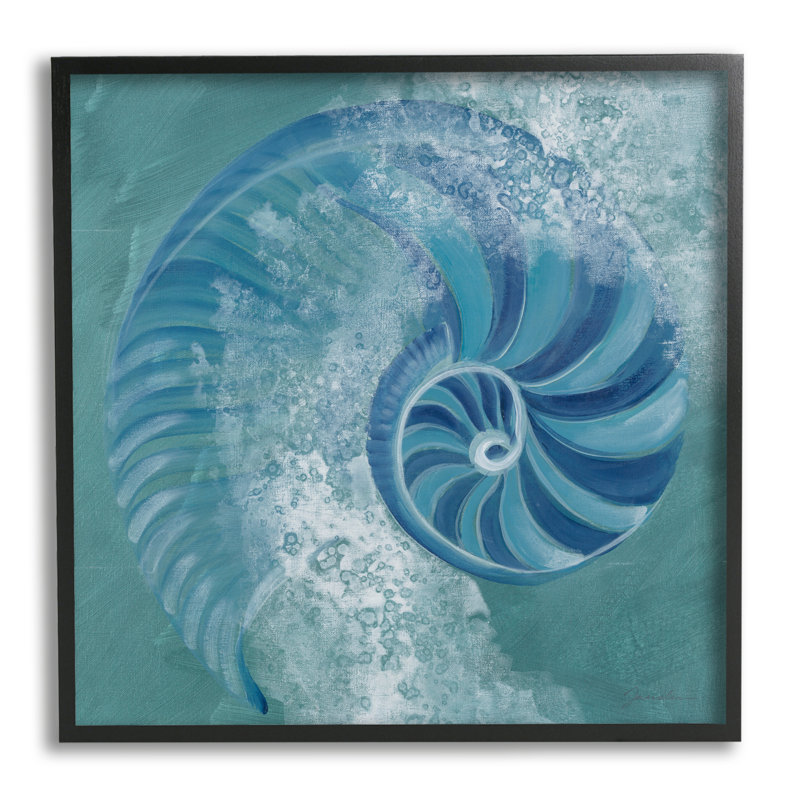 Nautilus Shell Water Bubbles par Liz Jardine, H 12 po x l 12 po x P 1,5 po, Giclée encadrée noir minuit