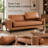 74" Esin Mid-Century Modern Genuine Leather 3-Seater Sofa, Couch for Living Room, Plush Foam Seating, Solid Wood Legs, Ideal for Small Spaces-139775527