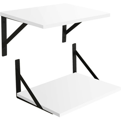 Ensemble de 2 tablettes murales profondes flottantes avec supports, large tablette pour le salon, la salle de bain, la chambre à coucher, une bibliothèque murale robuste et facile à installer