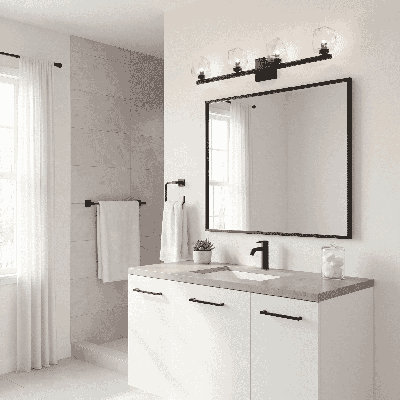 Éclairage pour salle de bain 4 lumières Summit en noir mat