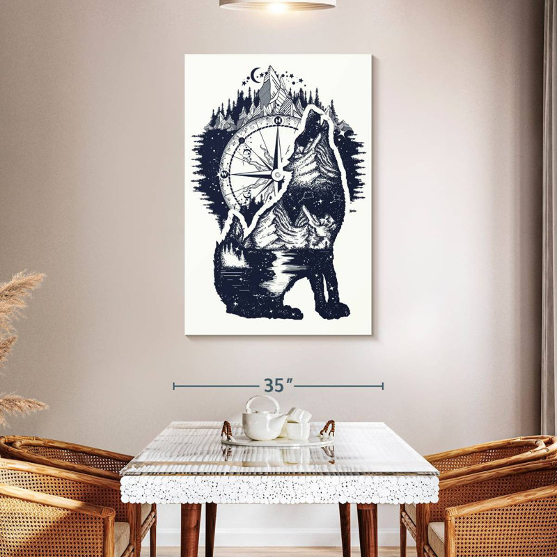 Brampt Howling Mountain Wolf, 48" H x 32" W