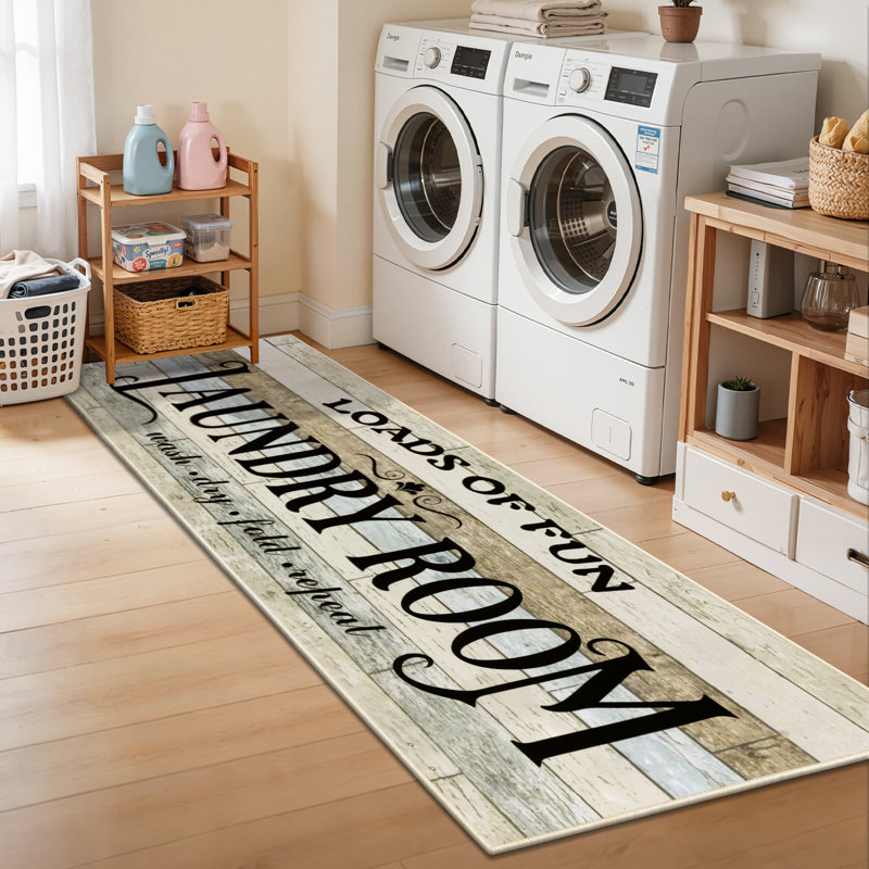 2'x6' Washable Non Slip Kitchen Mat Runner Rug, Beige